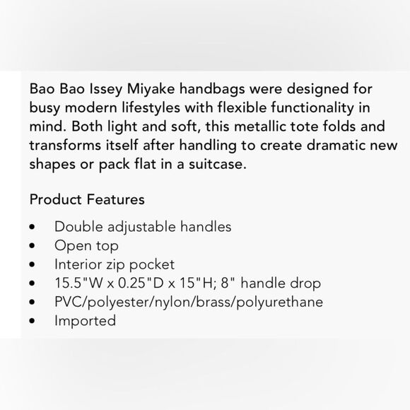 NWT Bao bao Issey Miyake Prism Tote silver - Picture 9 of 16